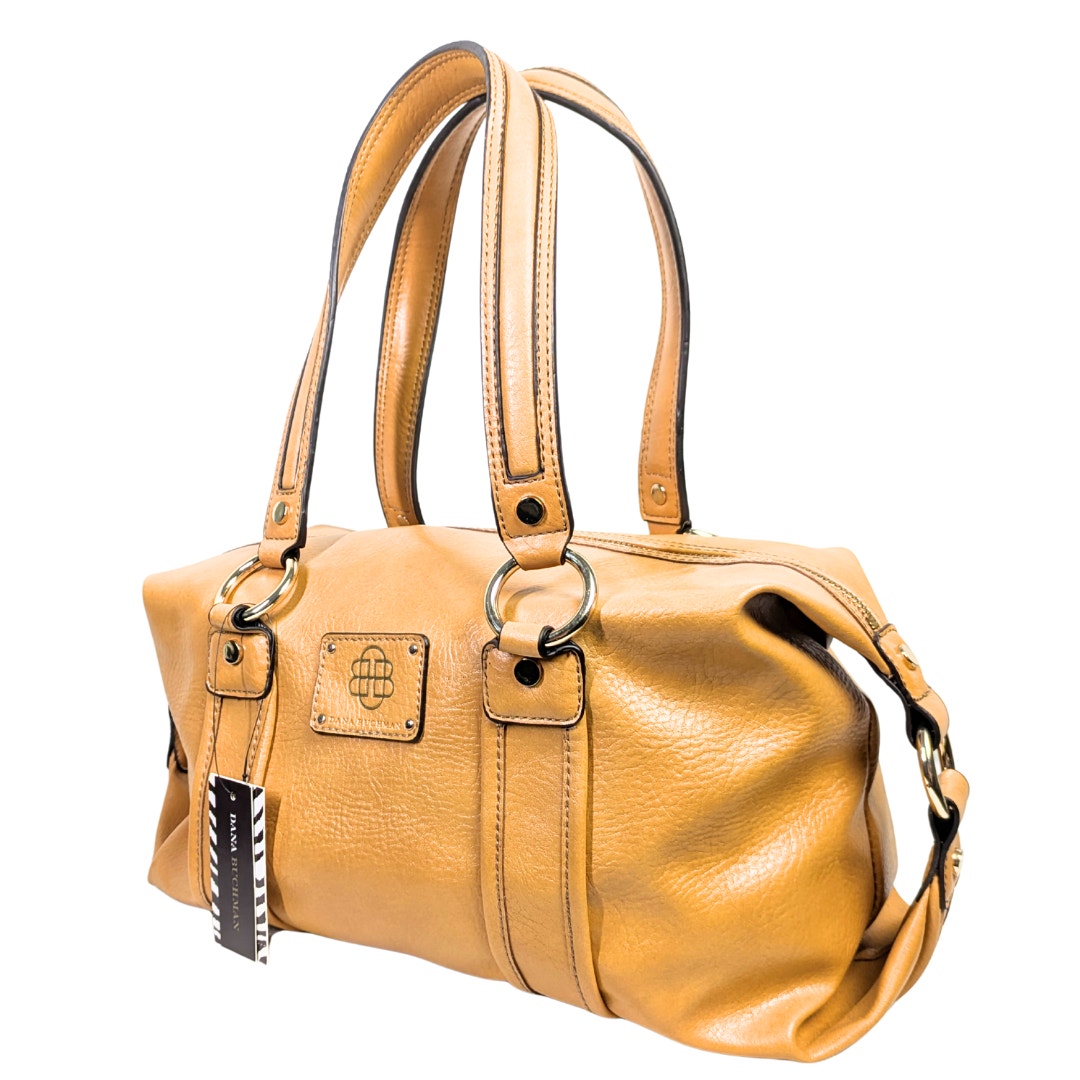Dana Buchman Mustard Faux Leather Barrel Shoulder Bag — NWT