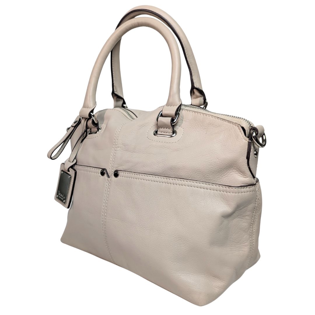 Tignanello Beige Faux Leather Satchel Handbag