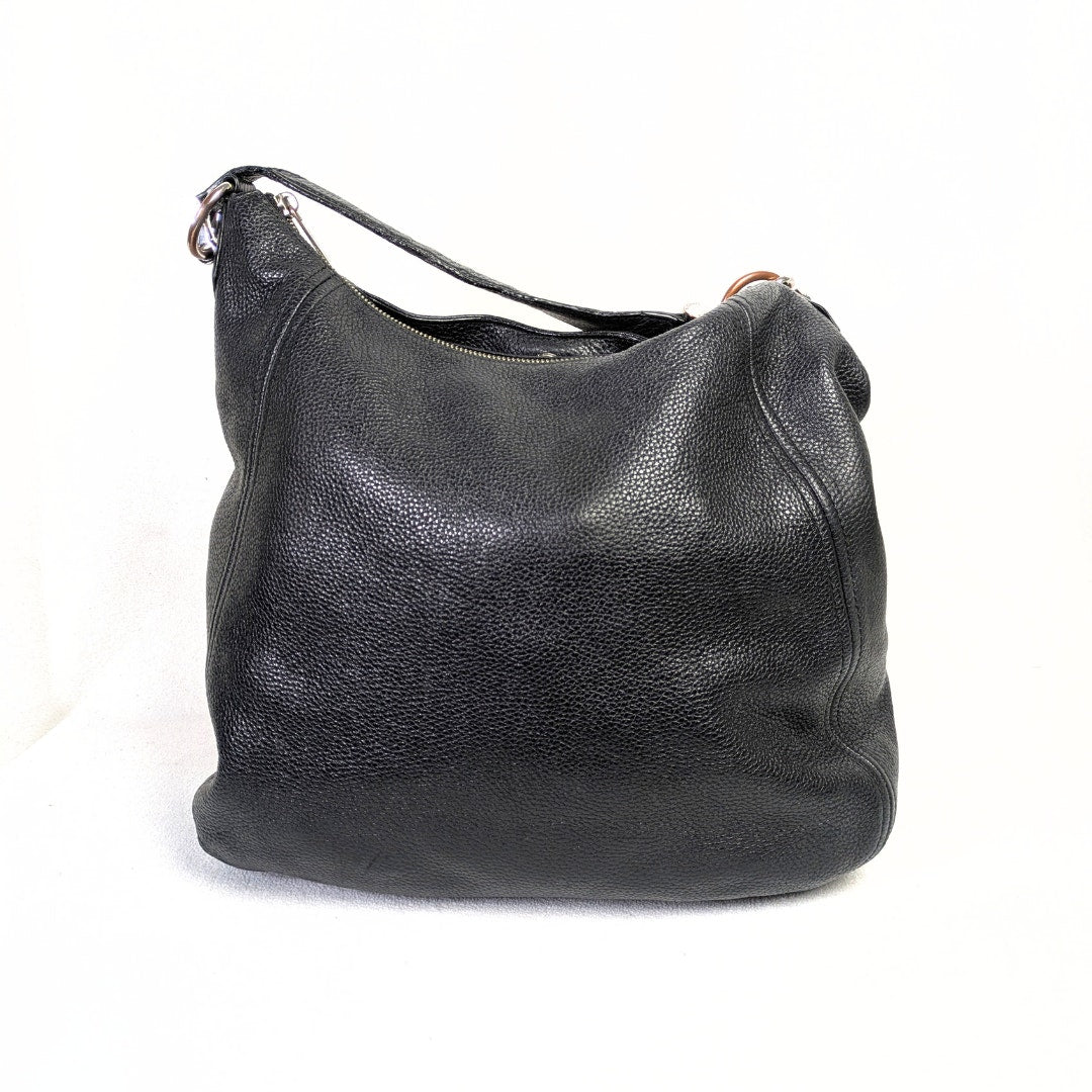 Pre-owned Michael Kors Lydia Black Pebbled Leather Hobo Shoulder Bag