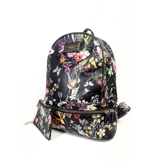 Marc New York Andrew Marc Floral Print Backpack with Matching Pouch – Black