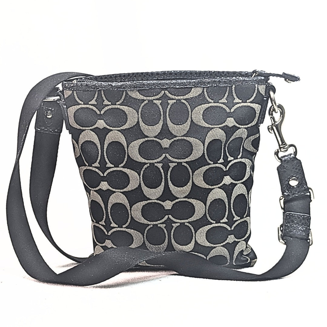 COACH Signature Canvas Python Embossed Patent Leather Swingback Crossbody Bag