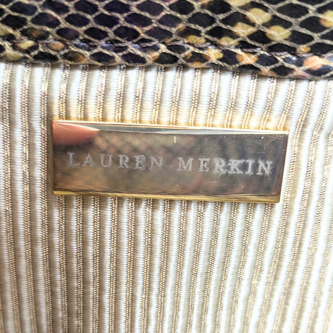 NWT Lauren Merkin Python Skin Pattern Faux Leather Clutch