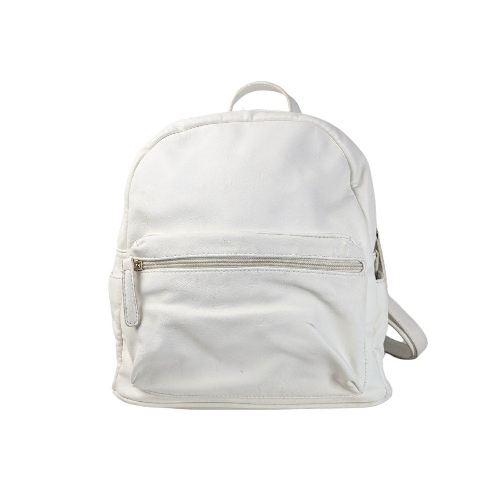 The front side of the Unbranded Faux Leather Backpack on a white background. 