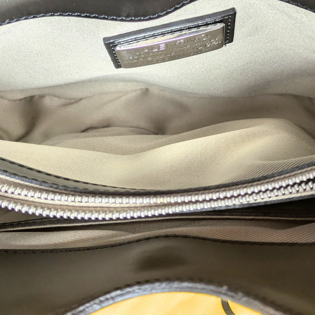 The view of interior of the Valentino by Mario Valentino Anny Soave Shoulder Bag in Black.