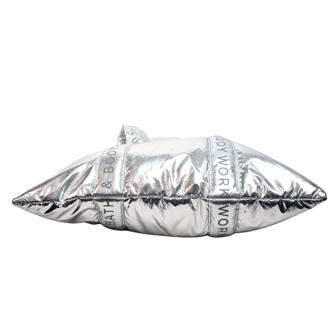 NWT Bath & Body Works Silver Puffer Tote Bag