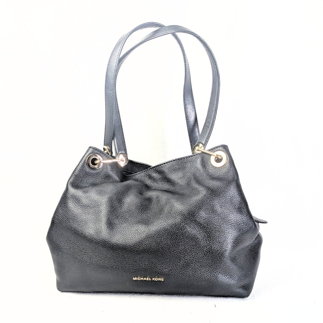 Pre-loved Michael Kors Raven Large Pebbled Leather Shoulder Bag