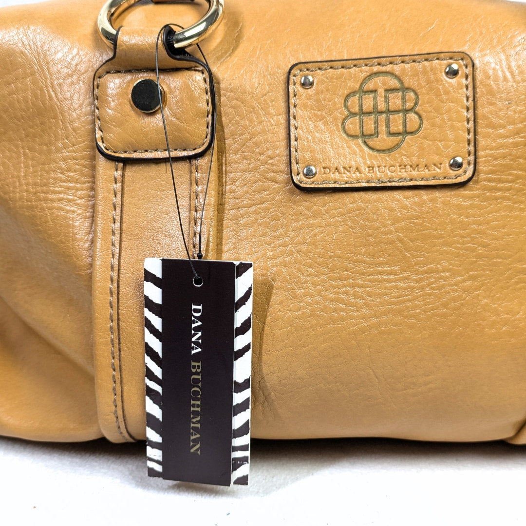 Dana Buchman Mustard Faux Leather Barrel Shoulder Bag — NWT