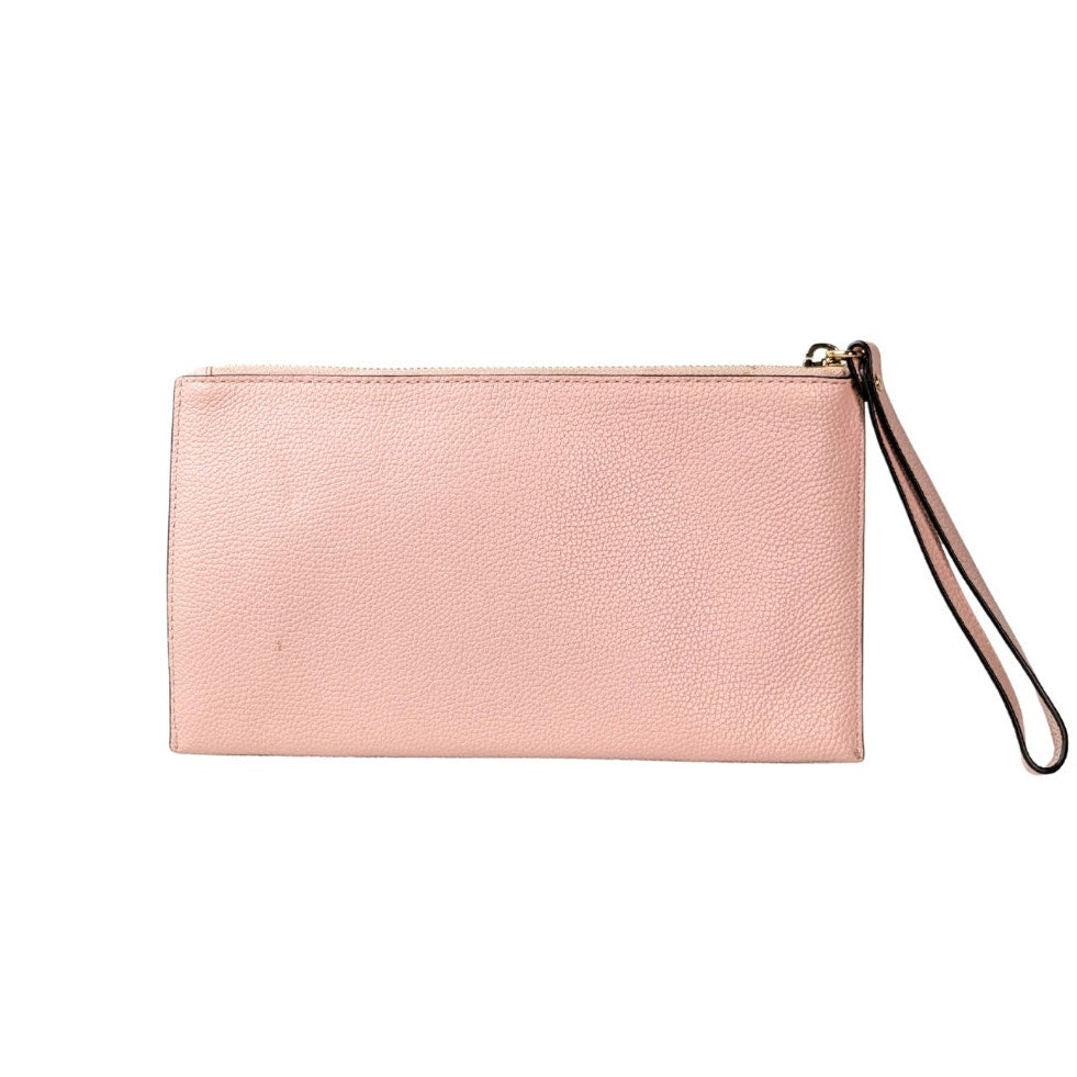 Pre-owned Michael Kors Large Pebbled Leather Top Zip Wristlet