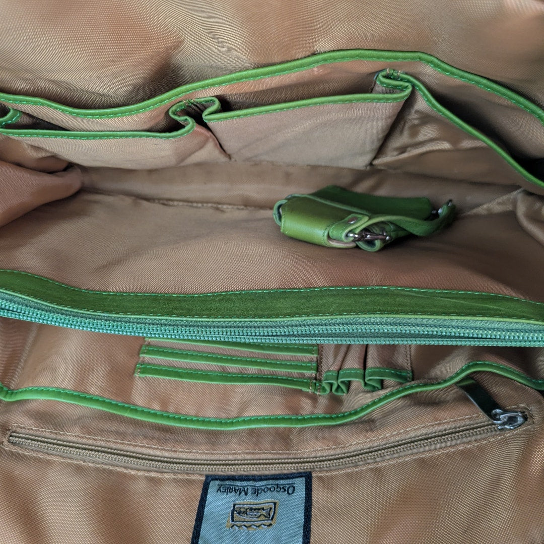 Osgoode Marley Vibrant Green Leather Laptop / Shoulder Bag
