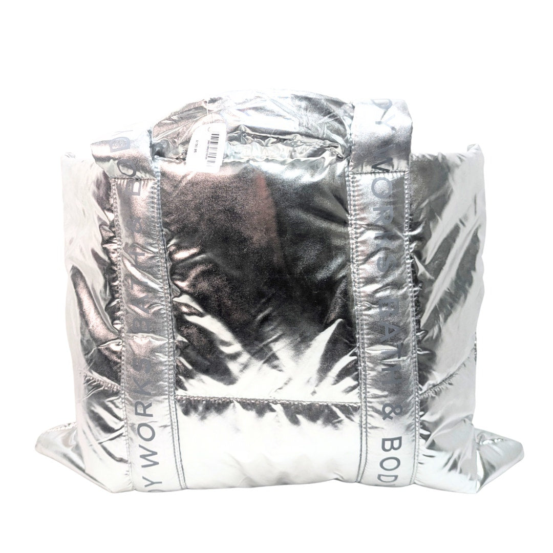 NWT Bath & Body Works Silver Puffer Tote Bag