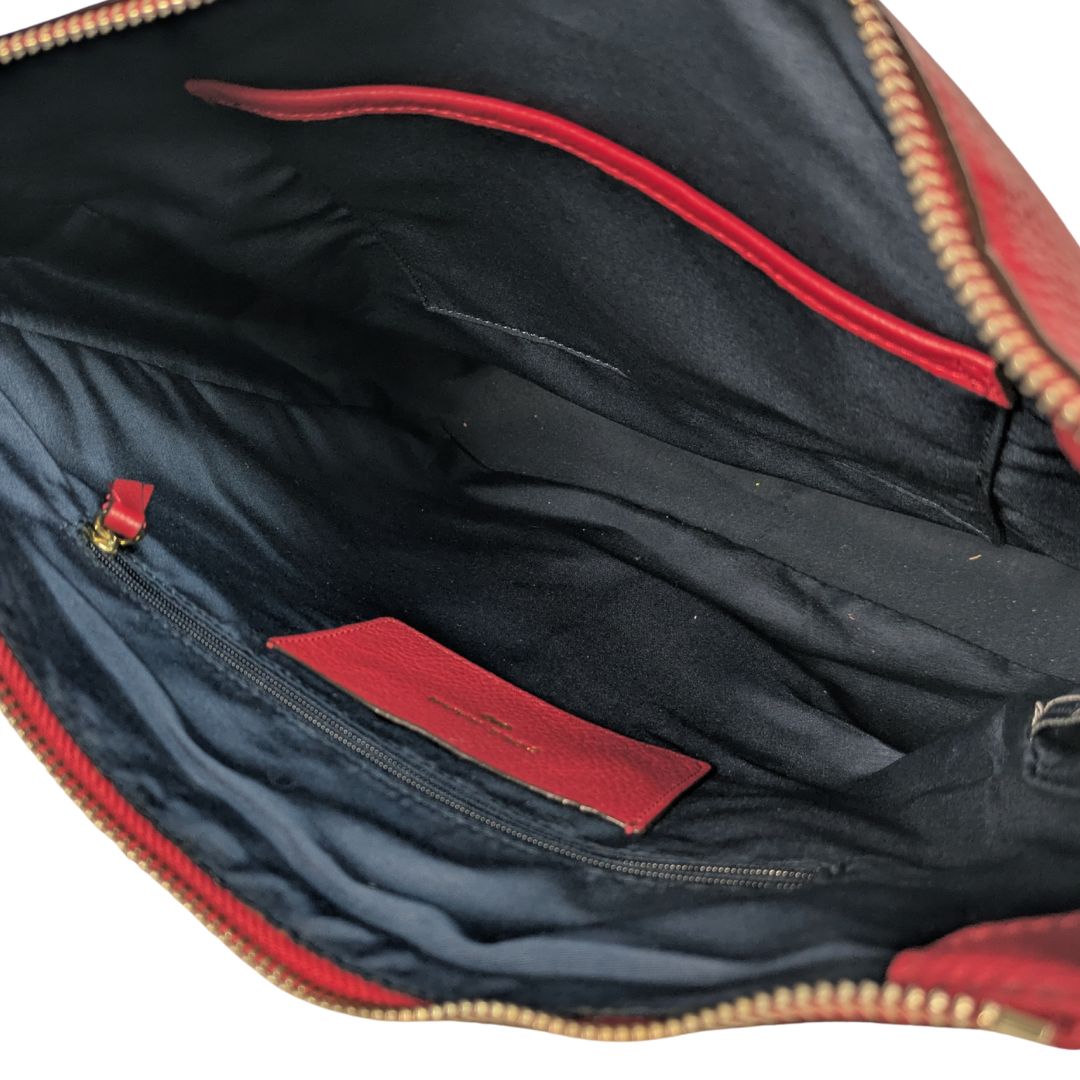 Cole Haan Red Genuine Leather Shoulder Handbag