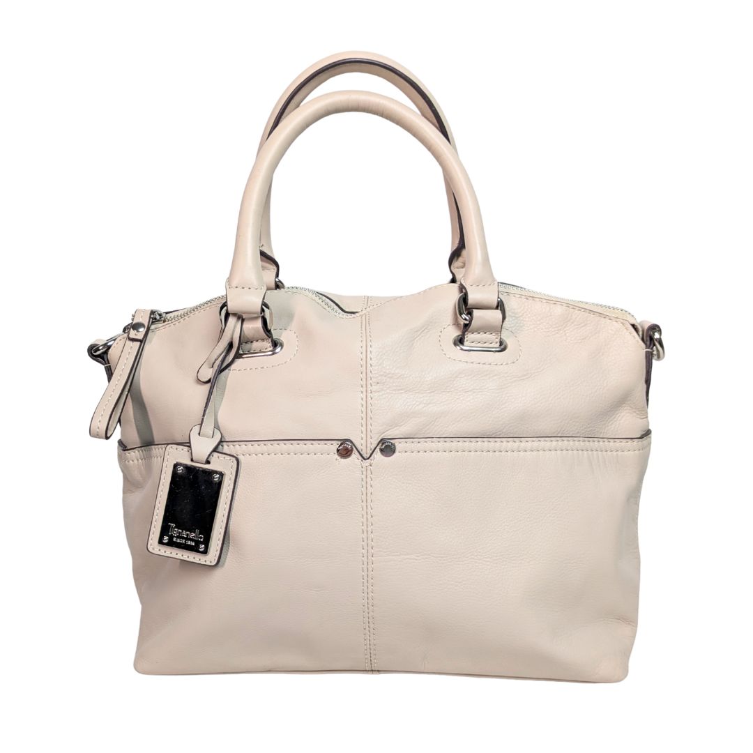 Tignanello Beige Faux Leather Satchel Handbag