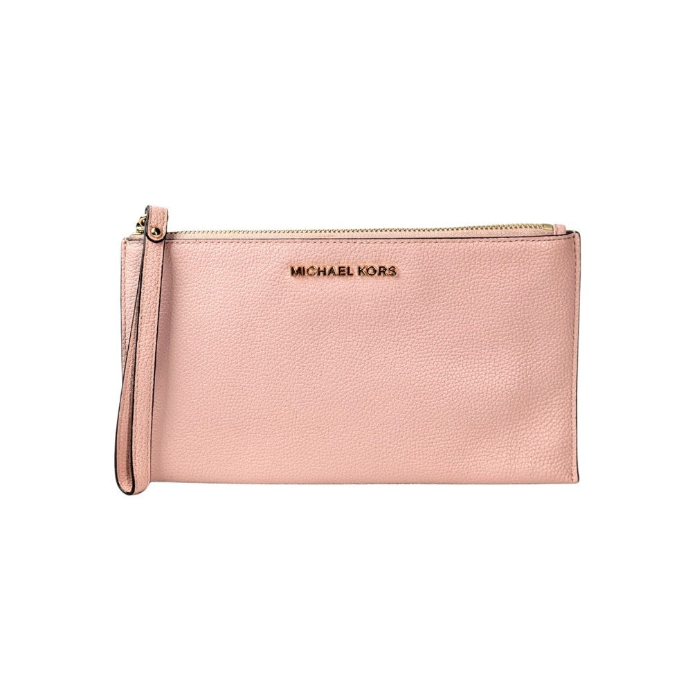 Pre-owned Michael Kors Large Pebbled Leather Top Zip Wristlet