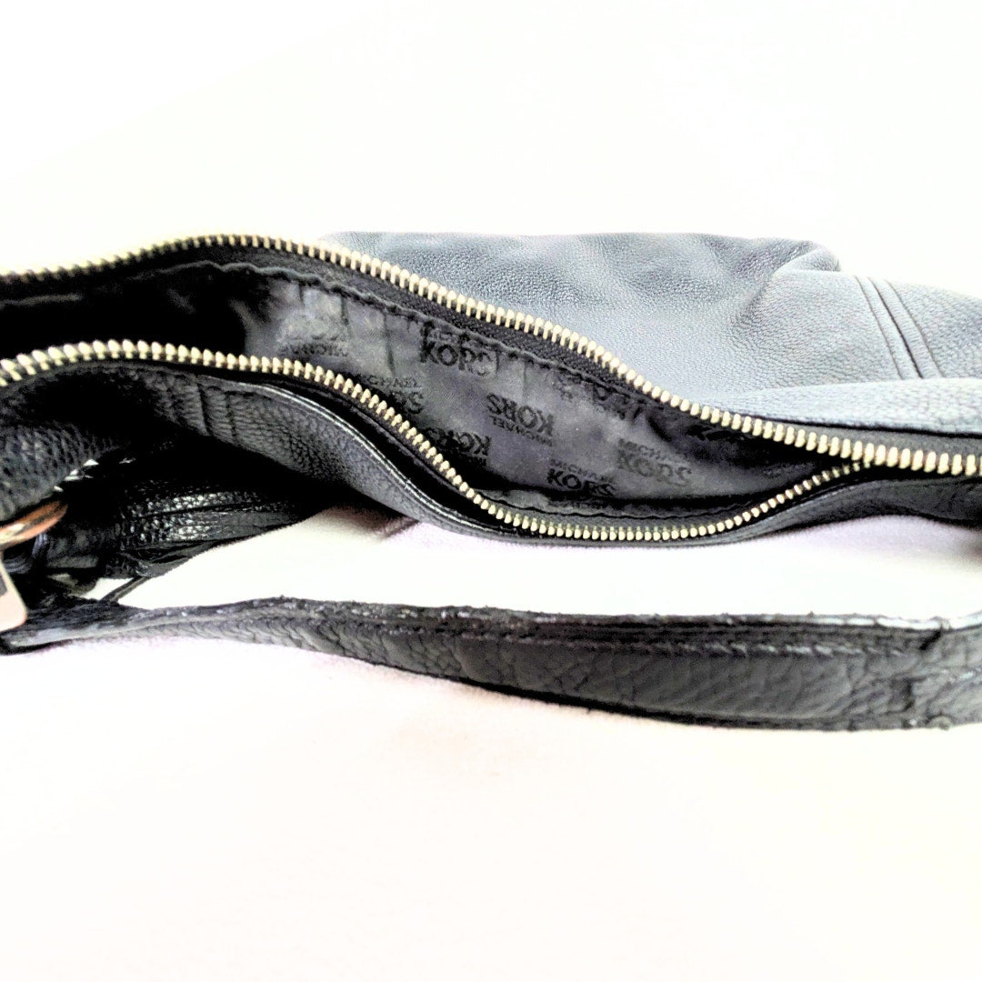 Pre-owned Michael Kors Lydia Black Pebbled Leather Hobo Shoulder Bag