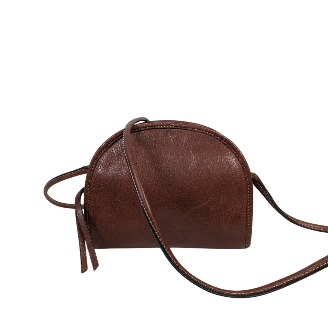Margot Brown Leather Dome Crossbody Bag
