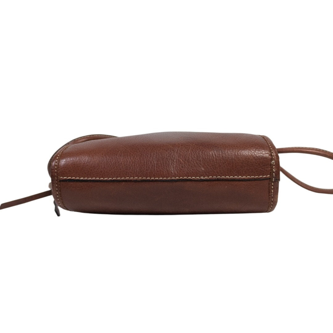 Margot Brown Leather Dome Crossbody Bag
