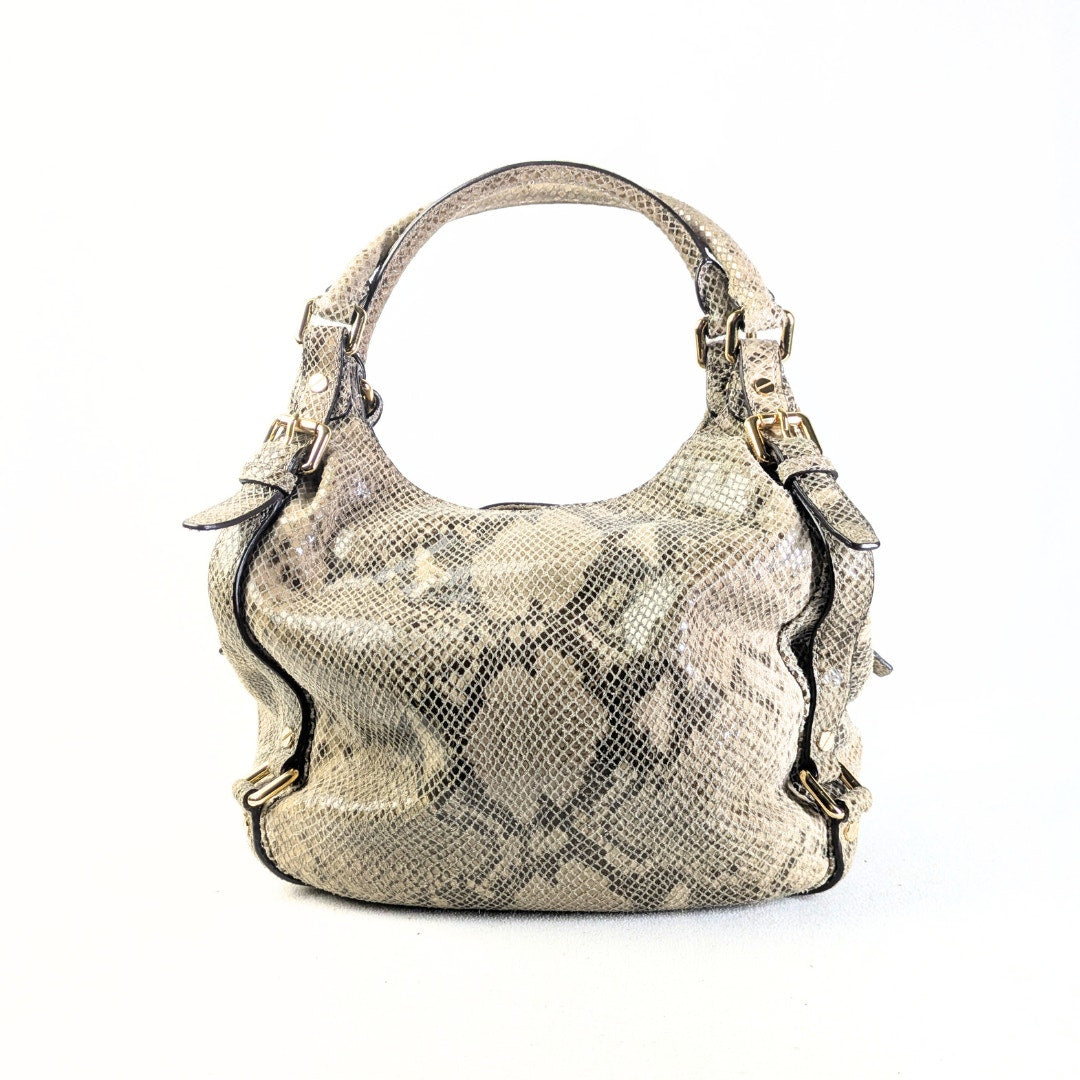 Pre-loved Michael Kors Bedford Python Pattern Embossed Hobo Bag