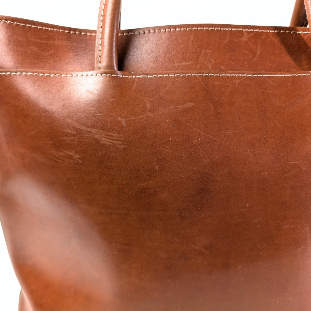 Cognac Vegan Leather Tote Bag