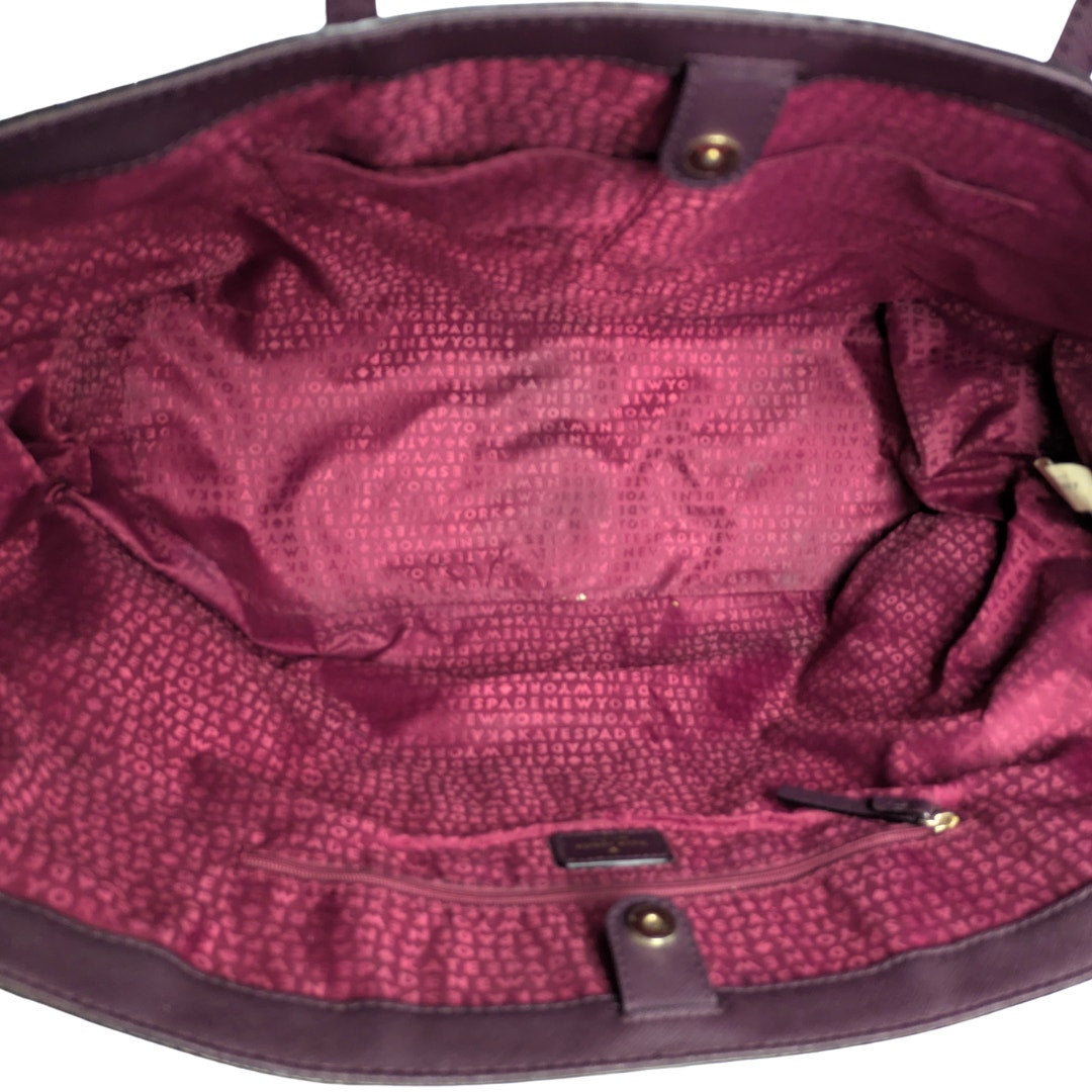 Kate Spade Laurel Way Mahogany/Plum Saffiano Leather Shoulder Tote