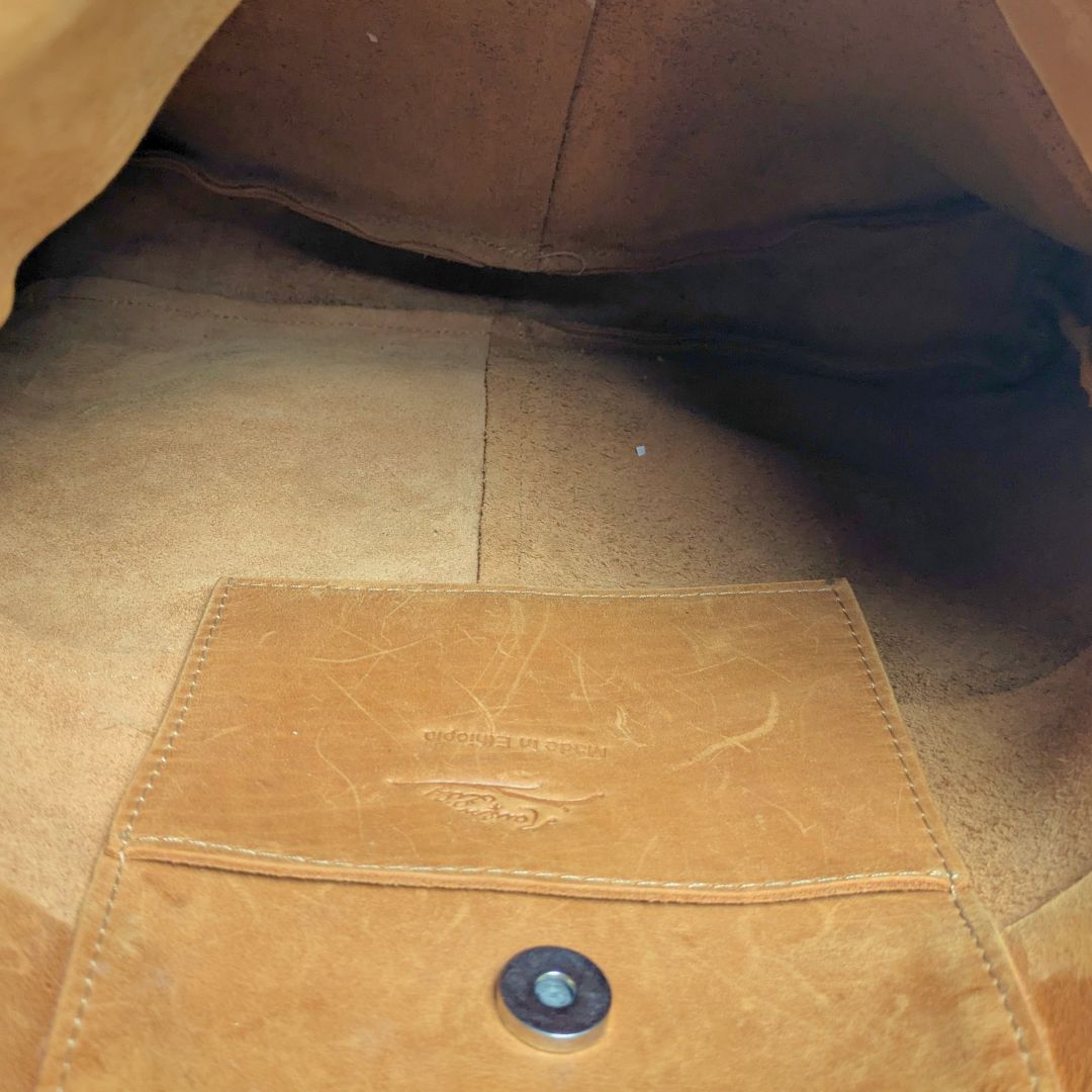 Raven + Lilly Camel Genuine Leather Shoulder Tote Bag