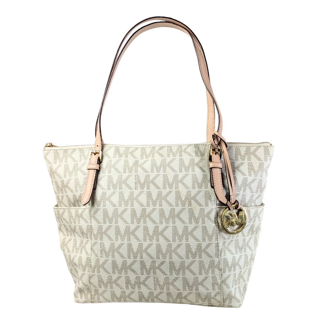 Michael Kors Coated Canvas Monogram Jet Set East West Tote