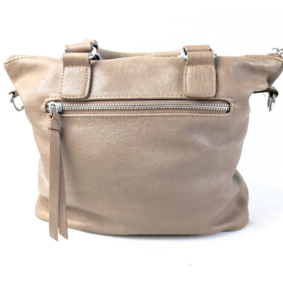 Pre-owned Antik Kraft Brown Distressed Vegan Leather Harlow Zipper Satchel
