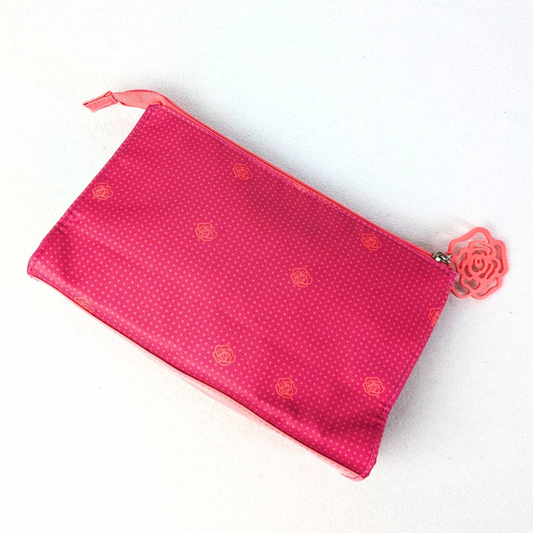 Lancôme Nylon with Orange Flower Prints Cosmetic Bag